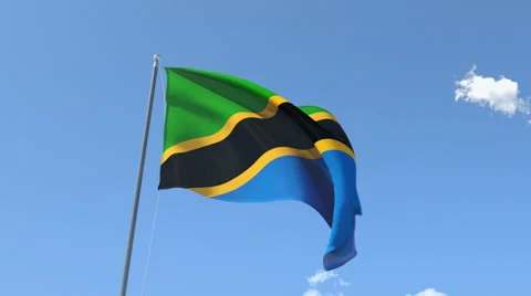 The flag of Tanzania Waving on the Wind. Stock Footage 50147220