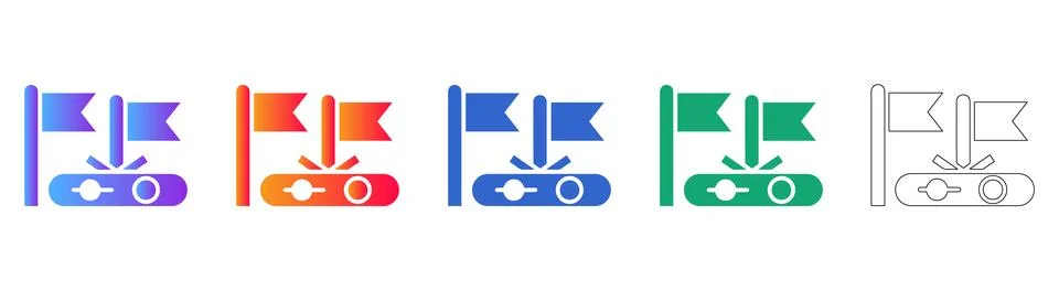 Flag Target Marker Interface Icon Set Illustrazione stock