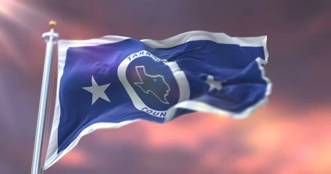 Flag of Tarrant county at sunset, state of Texas, in United States - loop 스톡 동영상 108367833