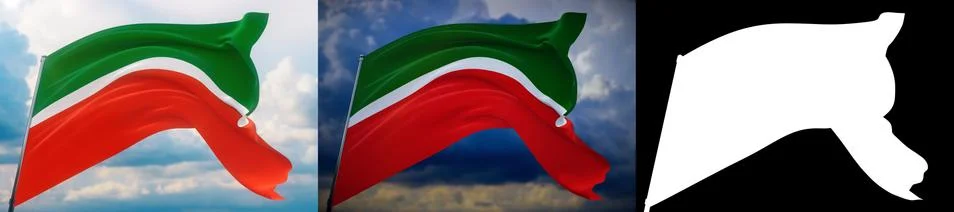 Flag of Tatarstan. High resolution close-up 3D illustration. Flags of the Stock-Illustration