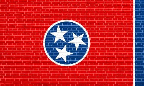 Flag of Tennessee on brick wall texture background 스톡 일러스트