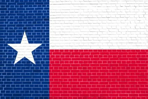 Flag of Texas on brick wall texture background Stock-Fotos