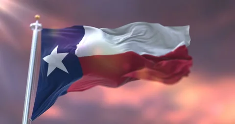Flag of Texas state at sunset, region of the United States - loop 스톡 동영상 108577328