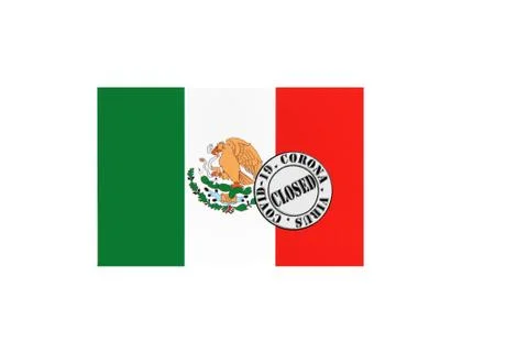 Flag with text closed by covid 19 and corona stamp Stock Illustration