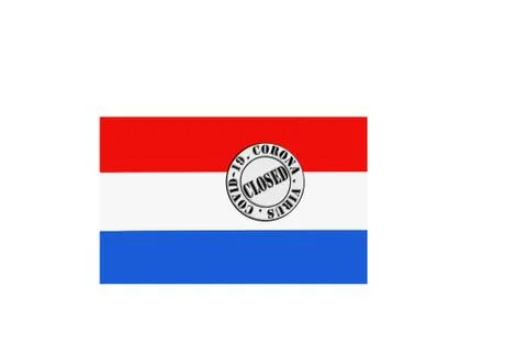 Flag with text closed by covid 19 and corona stamp Stock Illustration