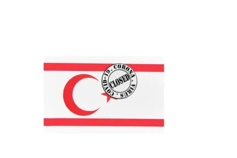 Flag with text closed by covid 19 and corona stamp Stock Illustration