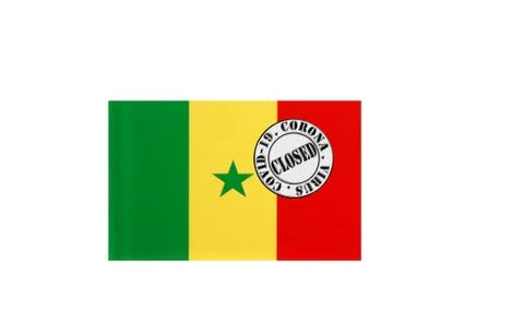Flag with text closed by covid 19 and corona stamp Stock Illustration