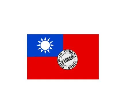 Flag with text closed by covid 19 and corona stamp Stock Illustration