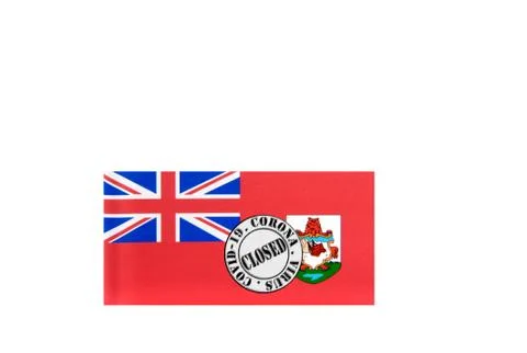 Flag with text closed by covid 19 and corona stamp Stock Illustration