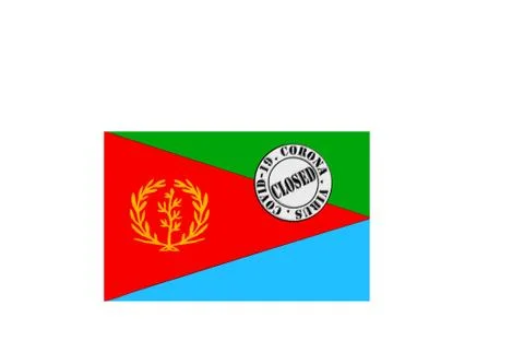 Flag with text closed by covid 19 and corona stamp Stock Illustration