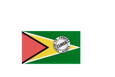 Flag with text closed by covid 19 and corona stamp Stock Illustration