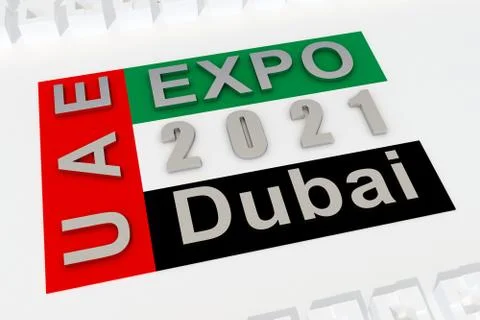 Flag with text expo 2021 UAE Dubai Stock Illustration