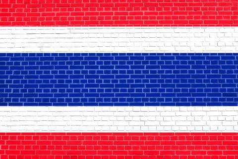 Flag of Thailand on brick wall texture background. Thai national flag. Illustrazione stock
