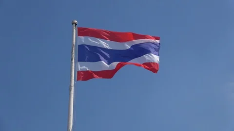 The flag of Thailand develops against the blue sky 스톡 동영상 101721072