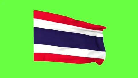 Flag of Thailand on a green screen. 3D animation. Stock Footage 247493759