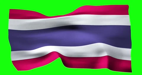 Flag of Thailand realistic waving on green screen. Seamless loop animation .. Stock Footage 280997853