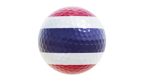 Flag of Thailand spinning golf ball looping 3D animation with alpha Stock Footage 157123732