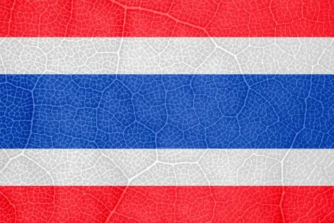 Flag of Thailand on the structure of a tree leaf macro Stock-Fotos