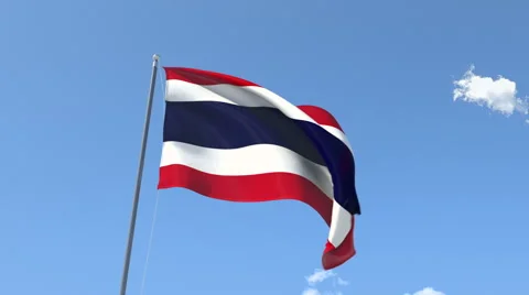 The flag of Thailand Waving on the Wind. Stock Footage 50232073