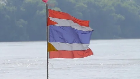 Flag of Thailand in the wind. Stock Footage 82789436