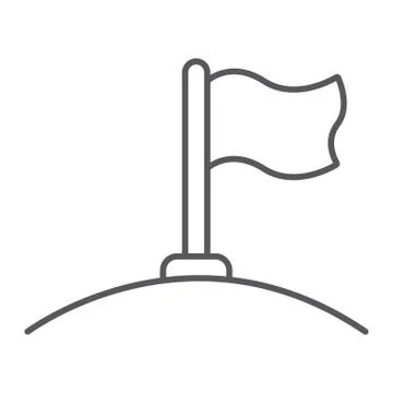 Flag thin line icon, direction and pennant, flagpole sign, vector graphics, a Stock Illustration