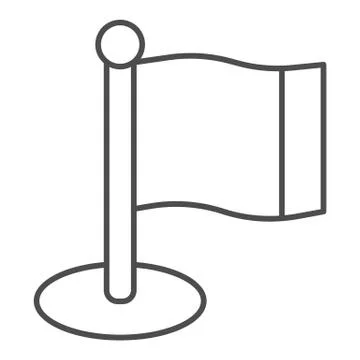 Flag thin line icon. Flagpole vector illustration isolated on white. Pointer Stock Illustration