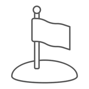 Flag thin line icon, game and pointer, flagpole sign, vector graphics, a linear Stock Illustration