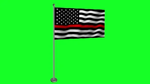 Flag of Thin Red Line American waving animation on Green Screen Stock Footage 284622866