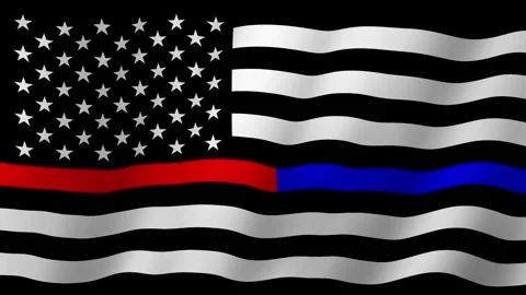 Flag of Thin red line and thin blue line American waving animation Stock Footage 284622861