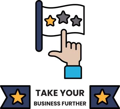 A flag with three stars and a hand pointing to it Illustrazione stock