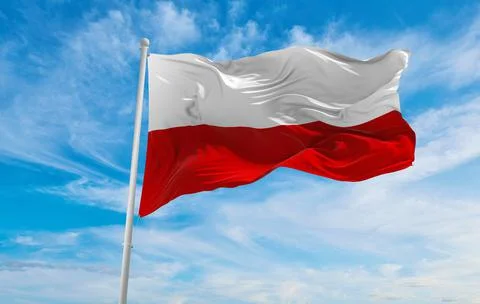 Flag of Thuringia at cloudy sky background on sunset, panoramic view. Federal Illustrazione stock