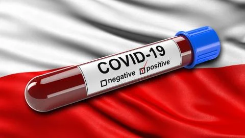 Flag of Thuringia waving in the wind with a positive Covid-19 blood test tube Illustrazione stock