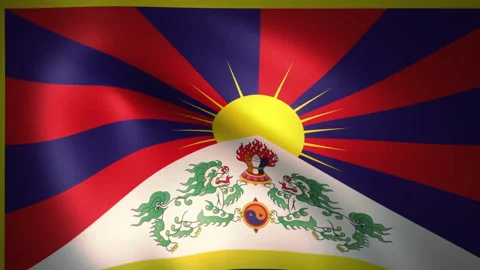 Flag of Tibet Waving in the Wind (CG | LOOP) Stock-Footage 162145905