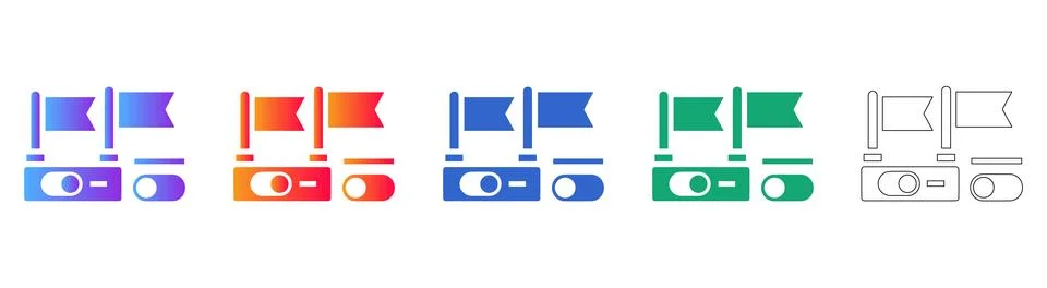 Flag Toggle Switch Interface Icon Set Stock Illustration