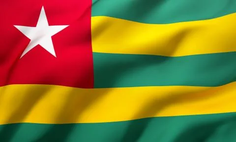 Flag of Togo blowing in the wind Stock Illustration