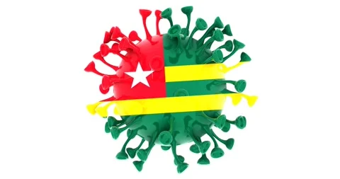 Flag of Togo on Seamless looping 3D animation of the covid-19 Corona Virus Stock Footage 167739058