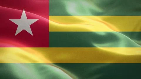 Flag of Togo waving in the wind. 3D Waving flag design. Stock Illustration