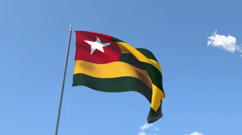 The flag of Togo Waving on the Wind. Stock Footage 50232122