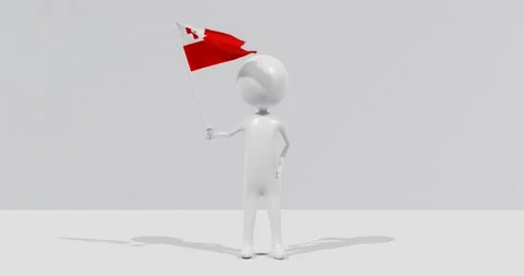 Flag of Tonga. 3D Character holding and waving flag 4K UHD 60FPS Video stock 228563543