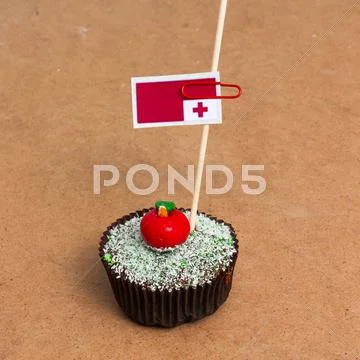 Flag of tonga on a cupcake Stock Photos