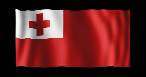 Flag of Tonga, long ratio (2:1), seamless loop animation Stock Footage 86411373