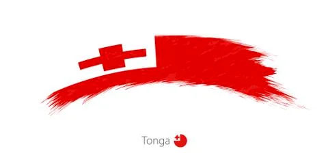 Flag of Tonga in rounded grunge brush stroke. Stock Illustration