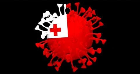 Flag of Tonga on Seamless looping 3D animation of the covid-19 Corona Virus Stock Footage 167739059