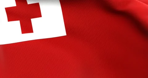 Flag of Tonga Waving 3D Animation Close up, 4K UHD 60 FPS Video stock 165515637