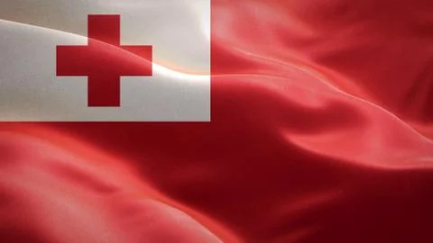 Flag of Tonga waving in the wind. 3D Waving flag design. Stock Illustration