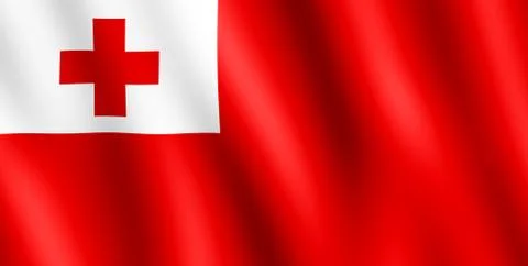 Flag of Tonga waving in the wind Stock Illustration