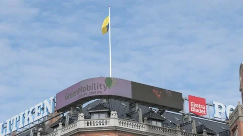 Flag on top of a building Stock Footage 221424119