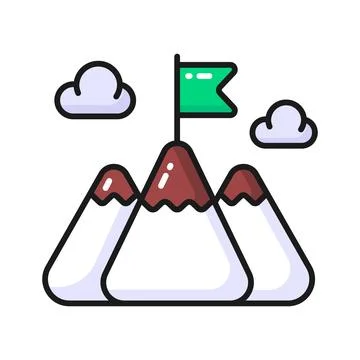 Flag on top of mountain, concept icon of mission in trendy style Stockillustratie