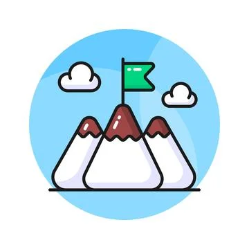 Flag on top of mountain, concept icon of mission in trendy style Stockillustratie