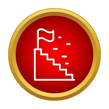 Flag on top of staircase representing progress and goal achievement Ilustración de archivo
